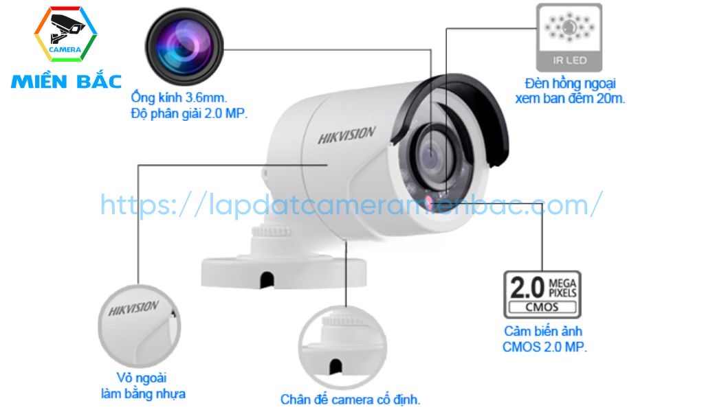 Camerab thân trụ ngoài trời Hikvision 2.0MP