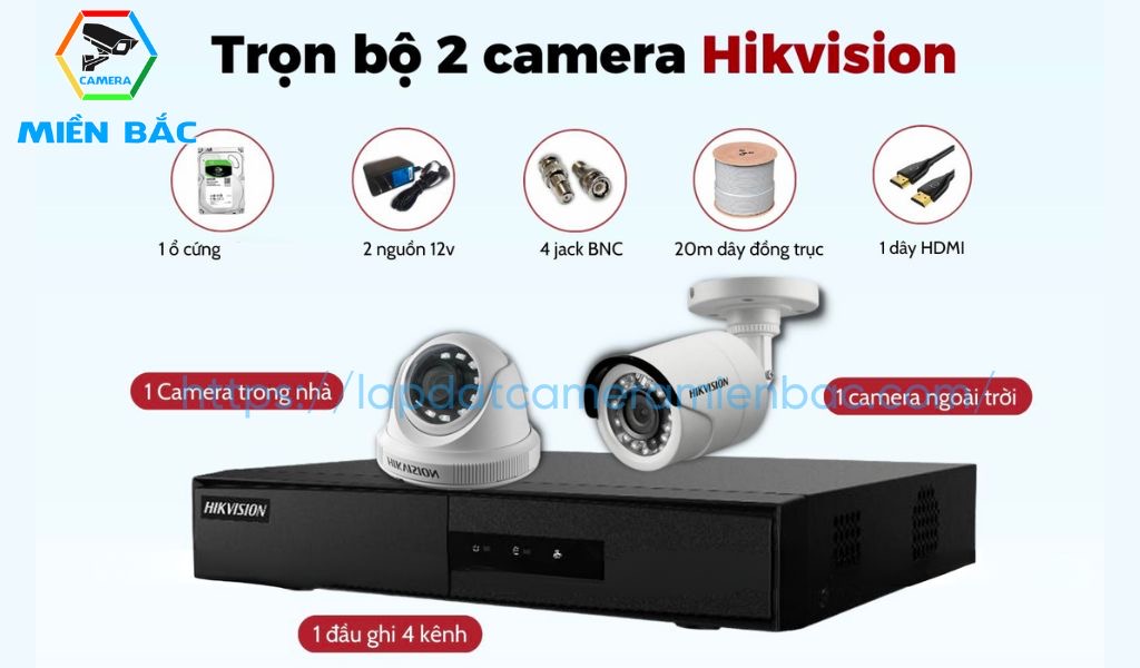 Trọn bộ 2 Mắt Camera Hikvision 2.0MP