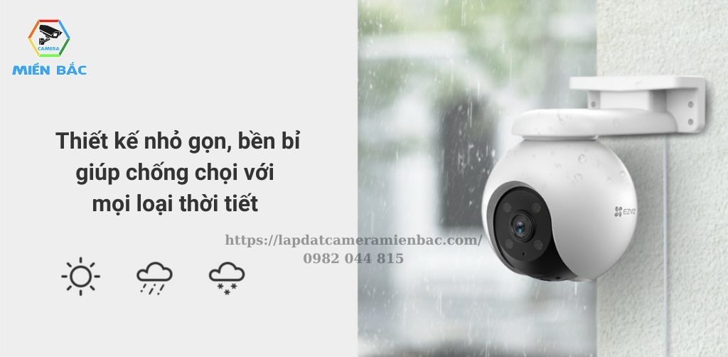 Camera Ezviz CS-H8-R100-1H3WKFL được thiết kế bền bỉ, chống chọi với mọi loại thời tiết