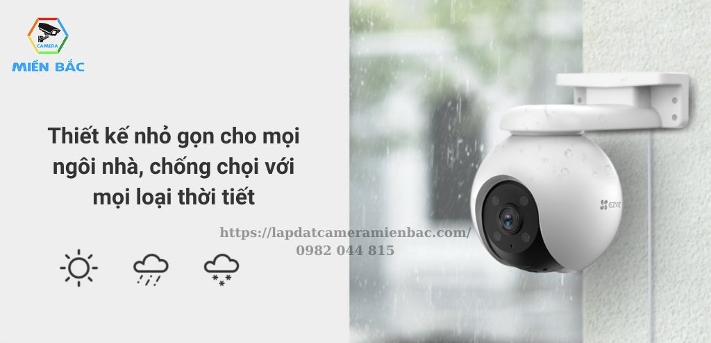 Camera Ezviz CS-H8-R100-1J5WKFL được thiết kế nhỏ gọn, bền bỉ chống chọi với mọi loại thời tiết