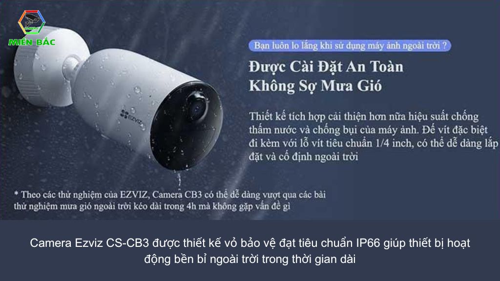 Camera Ezviz CS-CB3-R100-2D2WFL hoạt động bền bỉ dưới mọi điều kiện thời tiết