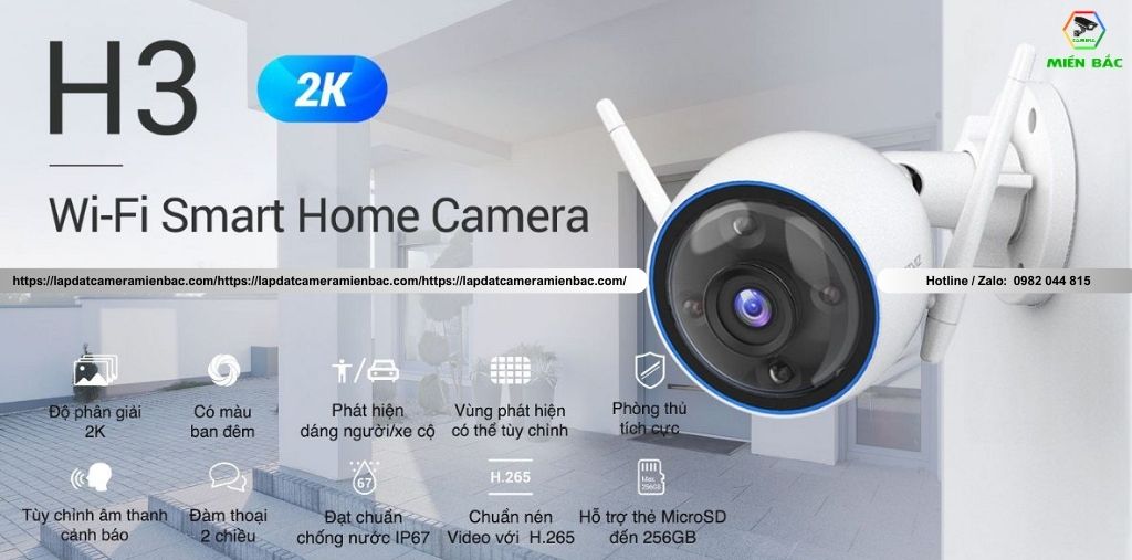 CAMERA MIỀN BẮC - Địa chỉ bán và lắp đặt Camera WiFi Ngoài Trời Ezviz CS-H3-R100-1H3WKFL 2K Có Màu Ban Đêm am kết chất lượng, bảo hành chính hãng 24 tháng