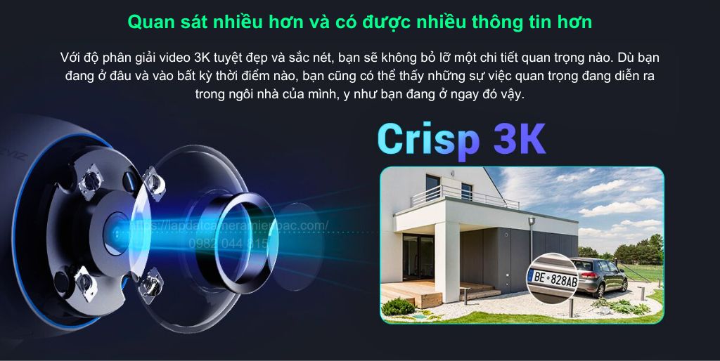 Camera WiFi Ngoài Trời Ezviz CS-H3-R100-1J5WKFL mang đến trải nghiệm xem tuyệt vời với chất lượng video sắc nét 3K