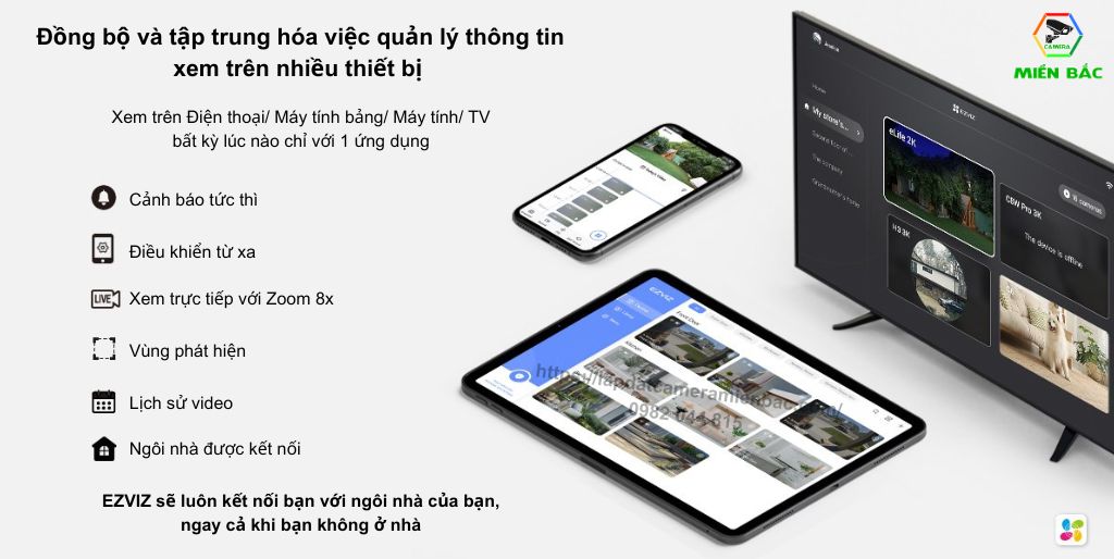 Camera Ngoài Trời Ezviz CS-H3-R100-1J5WKFL dễ lắp đặt và sử dụng chỉ với một phần mềm duy nhất xem trên mọi thiết bị