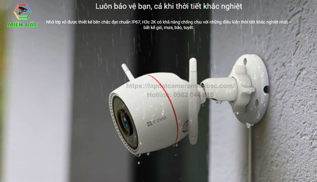 Camera WiFi Ngoài Trời Ezviz CS-H3c-R100-1K3WKFL có vỏ bảo vệ đạt tiêu chuẩn IP67, hoàn toàn có khả năng chống chịu mọi tác động thời tiết