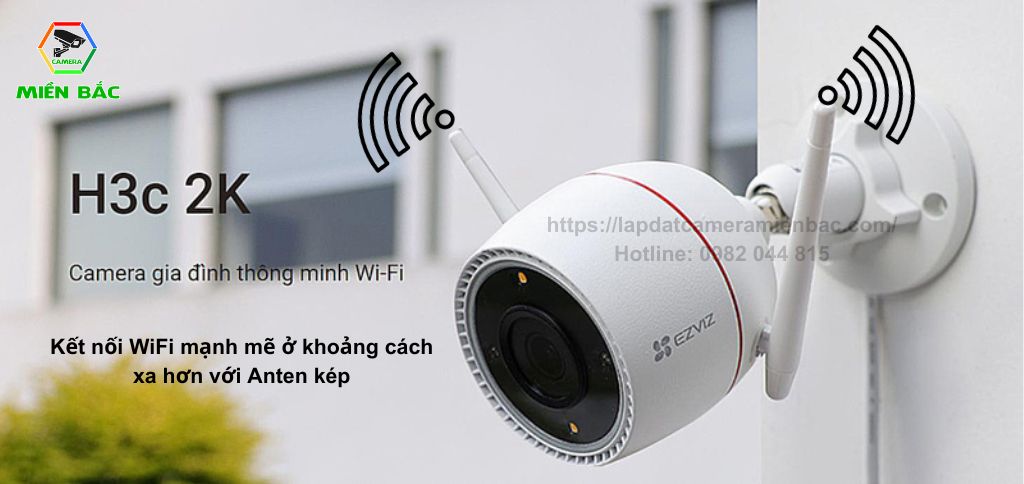 Camera WiFi Ngoài Trời Ezviz CS-H3c-R100-1K3WKFL được bổ sung 2 anten giúp tăng cường kết nối WiFi, giúp đường truyền ổn định hơn dù ở khoảng cách xa