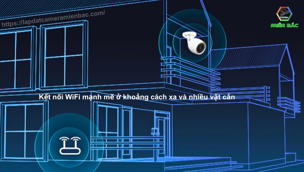 Ezviz CS-H3c có thể kết nối WiFi ở khoảng cách xa và có nhiều vật cản