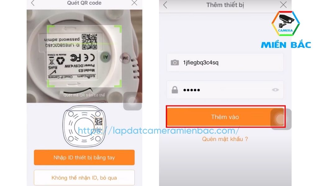 Quét mã QR để thêm thiết bị