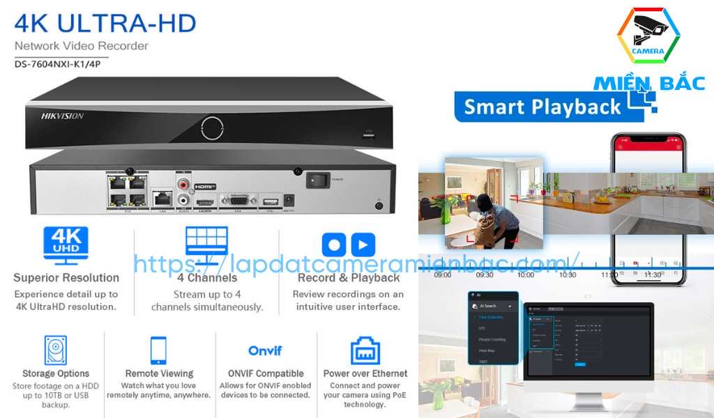 Tính năng đầu ghi Hikvision DS-7604NXI-K1