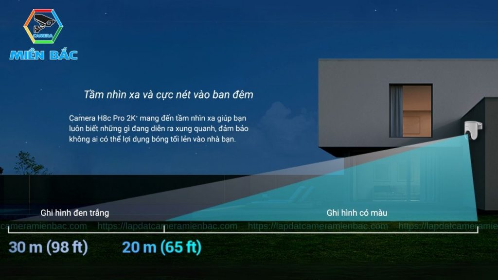 Camera H8C Pro 4MP có khả năng giám sát ban đêm vượt trội