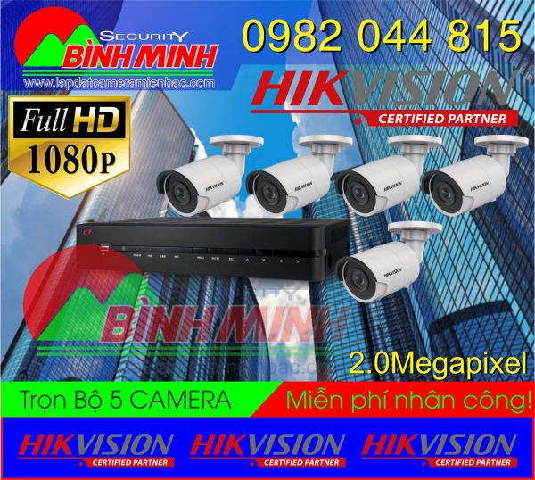 5 Mắt Camera Hikvision 2.0MP Full HD 1080P
