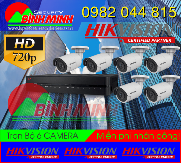 Bộ 6 Mắt Camera Chuẩn HD HikVision 