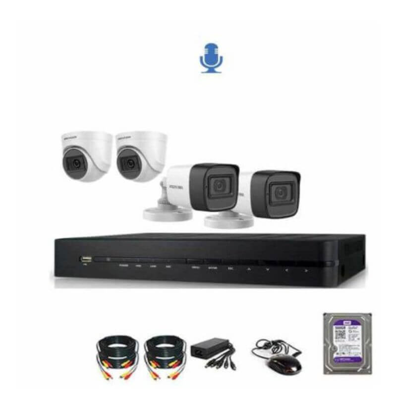 Bộ 4 camera hikvision có mic
