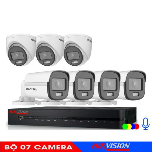 Bộ 07 camera hikvision âm thanh có màu ban đêm