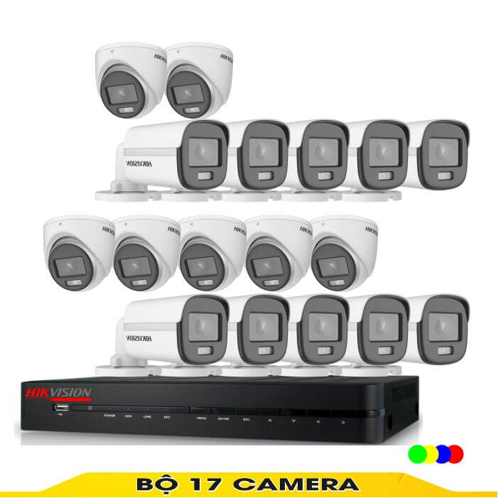 Bộ camera 17 Mắt Có Màu Ban Đêm Hikvision 2.0MP 1 Bộ camera 17 Mắt Có Màu Ban Đêm Hikvision 2.0MP