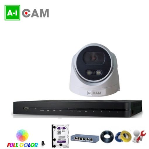 Bộ 1 camera AI-Cam 5.0MP full Color PoE có mic