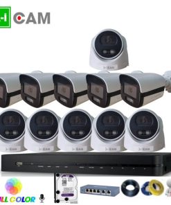 Bộ 11 camera AI-Cam 5.0MP full Color PoE có mic