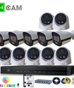 Bộ 12 camera AI-Cam 5.0MP full Color PoE có mic