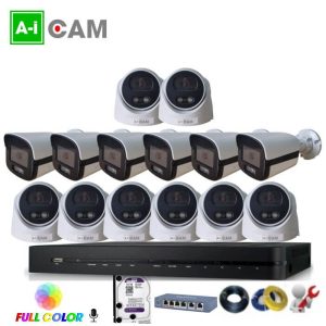 Bộ 14 camera AI-Cam 5.0MP full Color PoE có mic