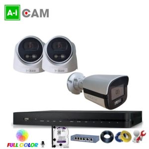 Bộ 3 camera AI-Cam 5.0MP full Color PoE có mic