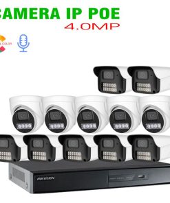 Bộ 12 Camera IP POE 4.0MP Tích Hợp Micro có Màu Ban Đêm