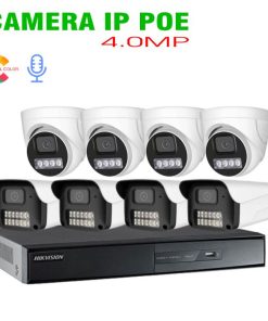 Bộ 8 Camera IP POE 4.0MP Tích Hợp Micro có Màu Ban Đêm