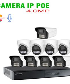 Bộ 9 Camera IP POE 4.0MP Tích Hợp Mic + Màu Ban Đêm