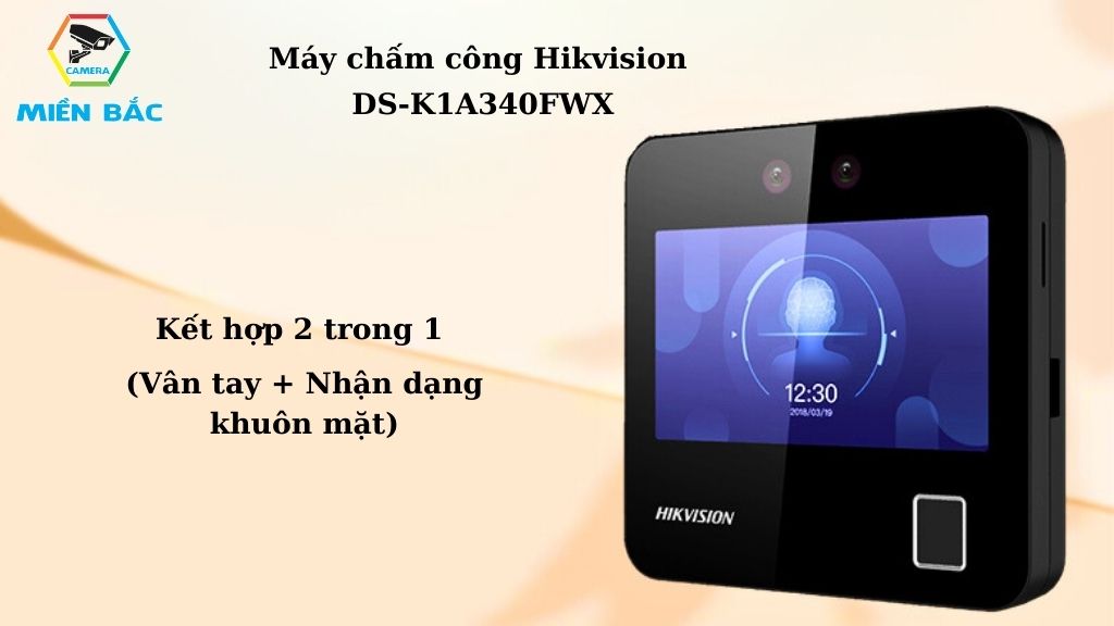 Máy chấm công Hikvision DS-K1A340FWX vân tay và nhận diện khuôn mặt
