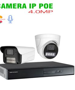 Bộ 2 Camera IP POE 4.0MP Tích Hợp Mic có Màu Ban Đêm