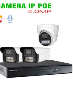 Bộ 3 Camera IP POE 4.0MP Tích Hợp Mic có Màu Ban Đêm