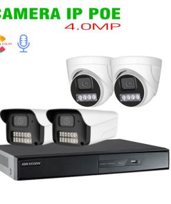 Bộ 4 Camera IP POE 4.0MP Tích Hợp Micro có Màu Ban Đêm