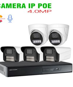 Bộ 5 Camera IP PoE 4.0MP có màu có micro