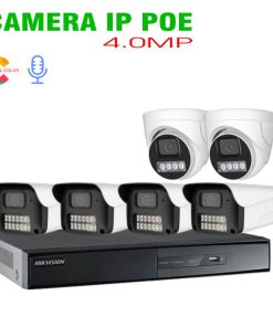 Bộ 6 Camera IP POE 4.0MP Tích Hợp Mic có Màu Ban Đêm