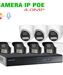 Bộ 7 Camera IP POE 4.0MP Tích Hợp Micro có Màu Ban Đêm