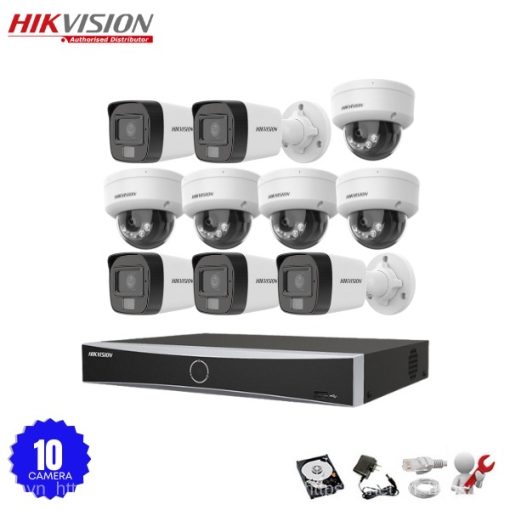 Bộ 10 Camera IP Hikvision 2.0MP có Mic