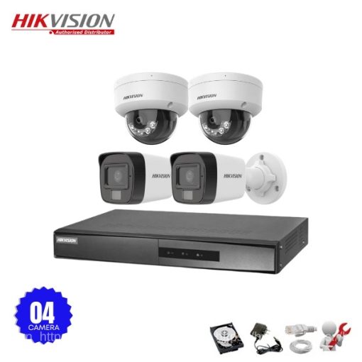 Bộ 4 Camera IP Hikvision 2.0MP có Mic thu âm