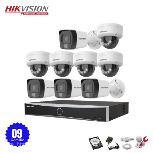 Bộ 9 Camera IP Hikvision 2.0MP có Mic